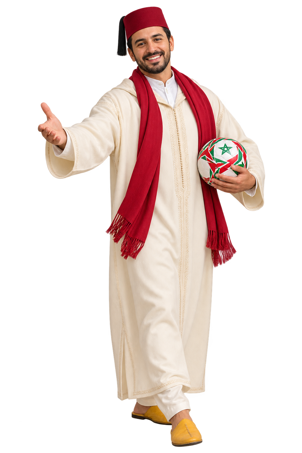 Welcoming Moroccan guide holding a football